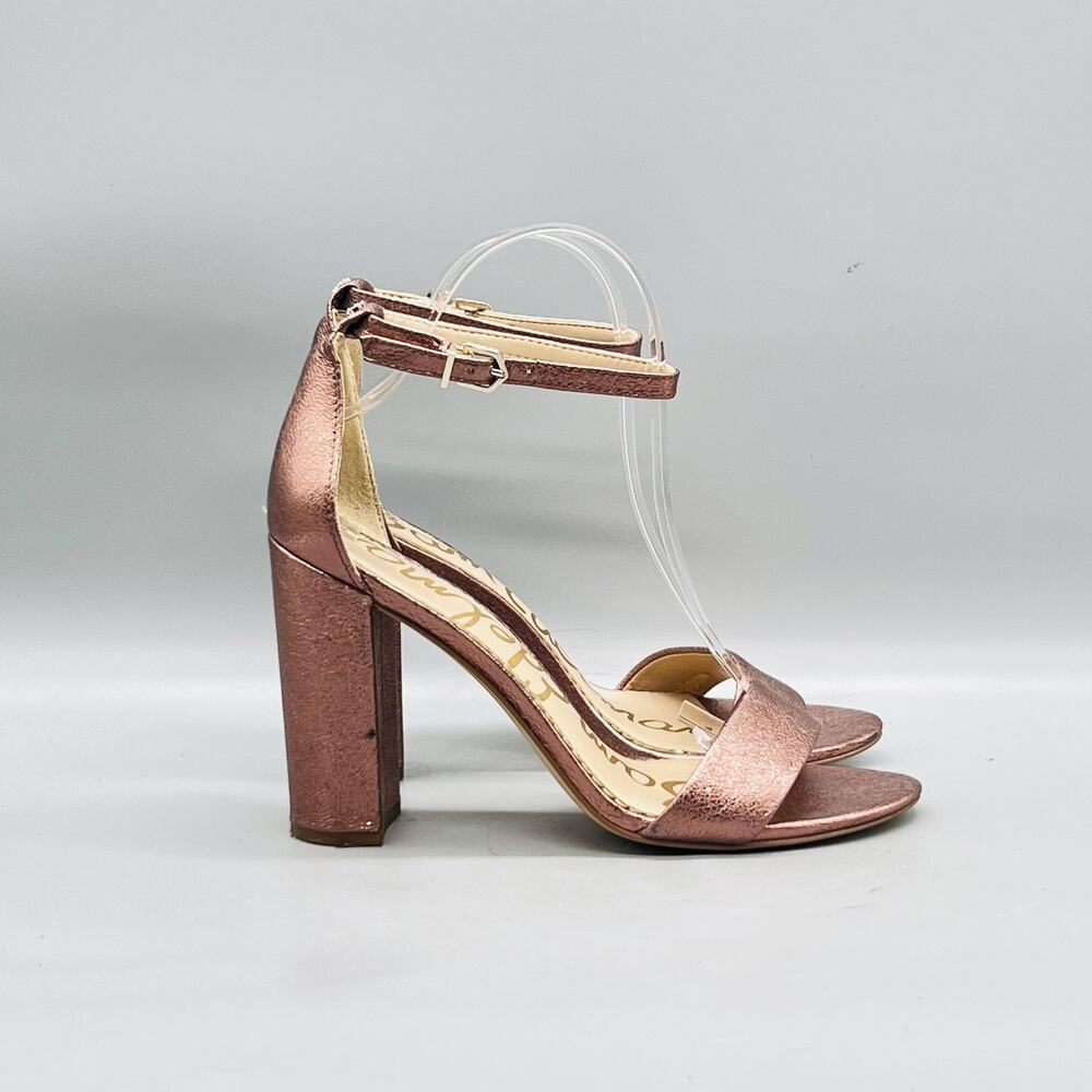 Sam Edelman Sandals Womens 8 Pink Leather Ankle Strap Block Heel Dress Shoes